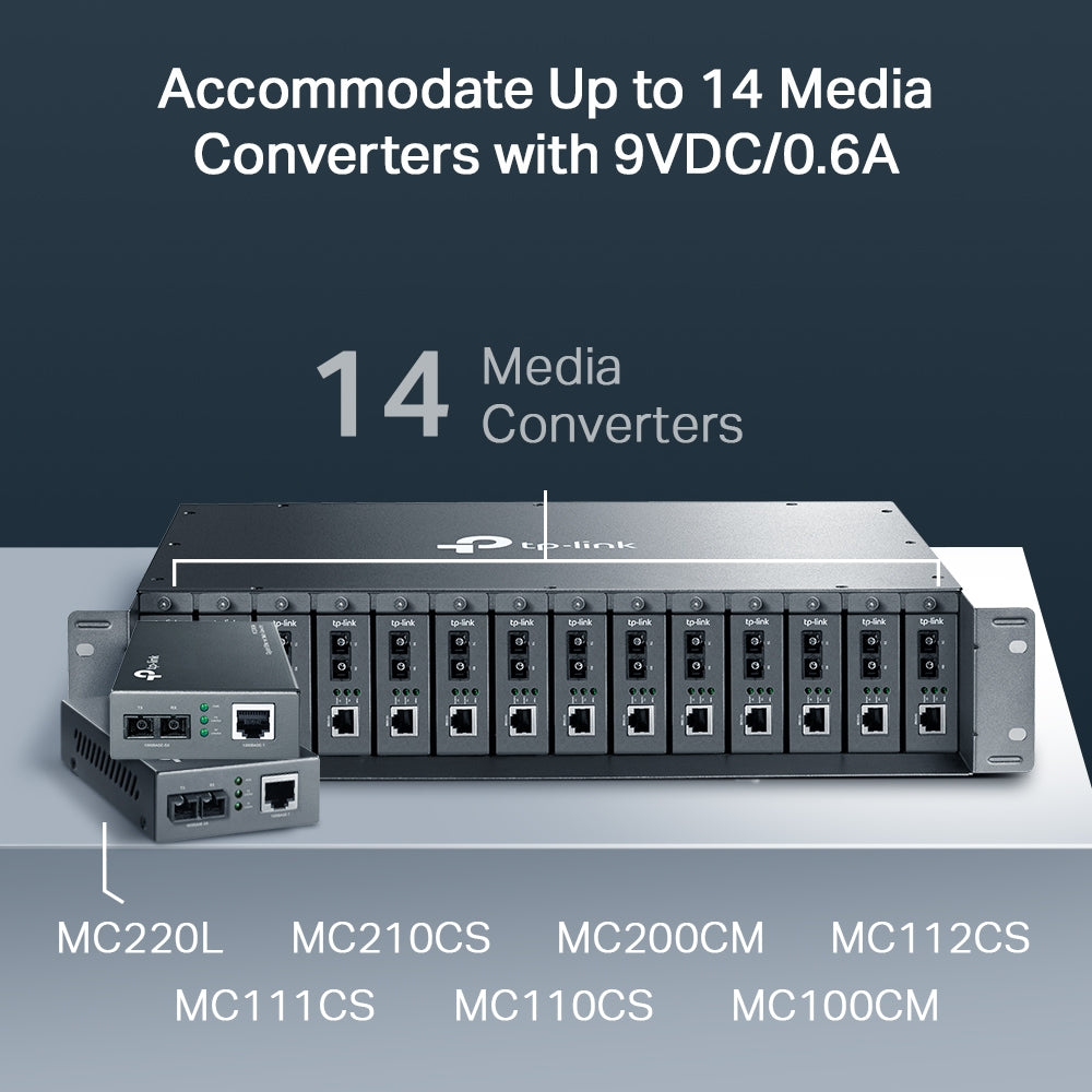 TP-Link TL-MC1400 | 14-Slot Rackmount Media Converter Chassis with Redundant Power Support
