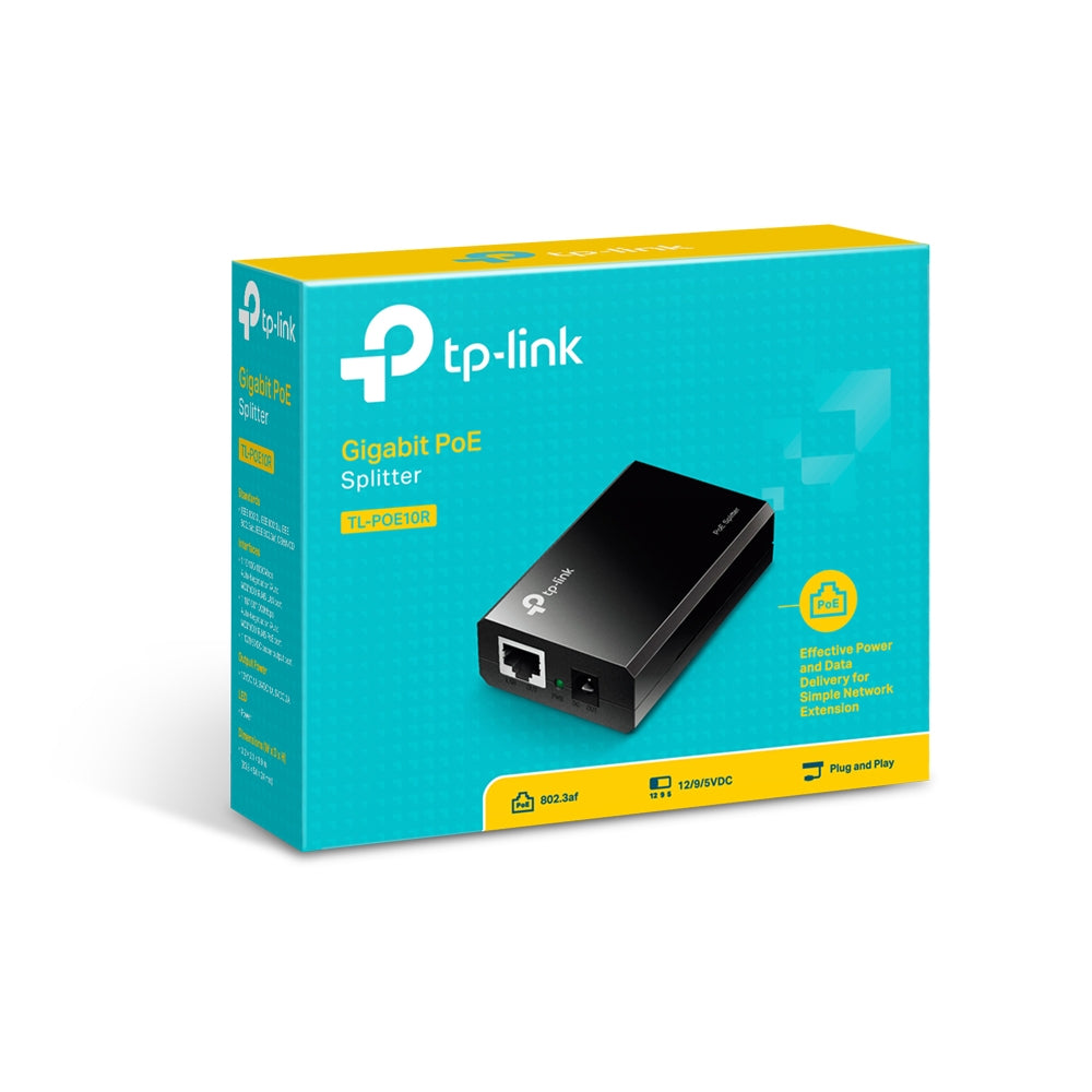 TP-Link PoE Splitter TL-POE10R single POE input & single ethernet out along with a selectable 5V/9V/12V DC (2A/1A/1A) output