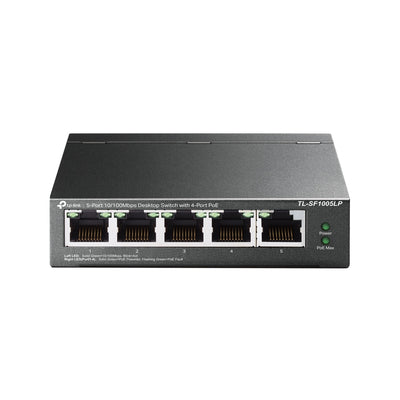 TP-Link TL-SF1005LP 5-port 10/100Mbps PoE switch with compact fanless design, extend and priority modes for small network setups