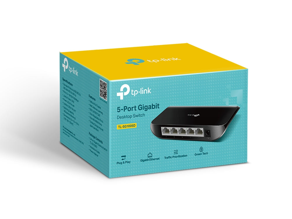 TP-Link TL-SG1005D 5-Port Gigabit Desktop Network Switch | Energy-Efficient | Plug & Play