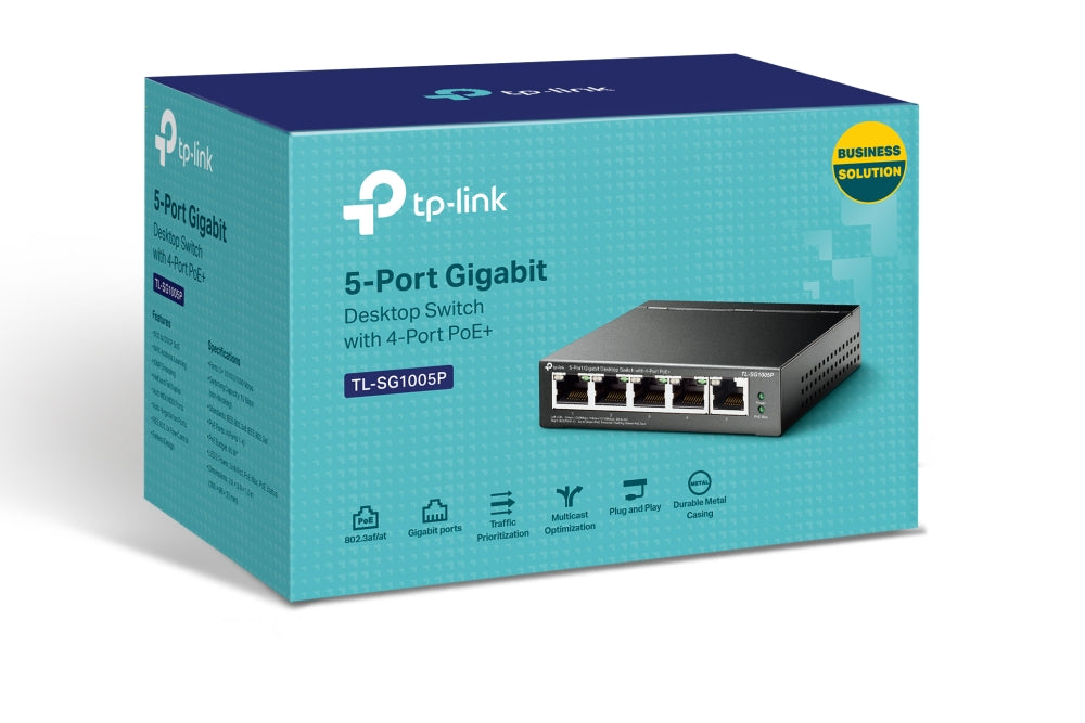 TP-Link TL-SG1005P 5-Port Gigabit Desktop Switch with 4-Port PoE+ | Compact, Silent, Reliable Power for Devices