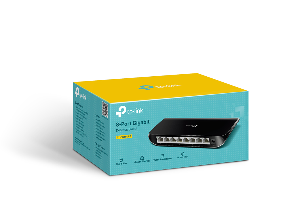 TP-Link TL-SG1008D 8-Port Gigabit Desktop Switch | Green Ethernet | Plug & Play | Compact Plastic Housing