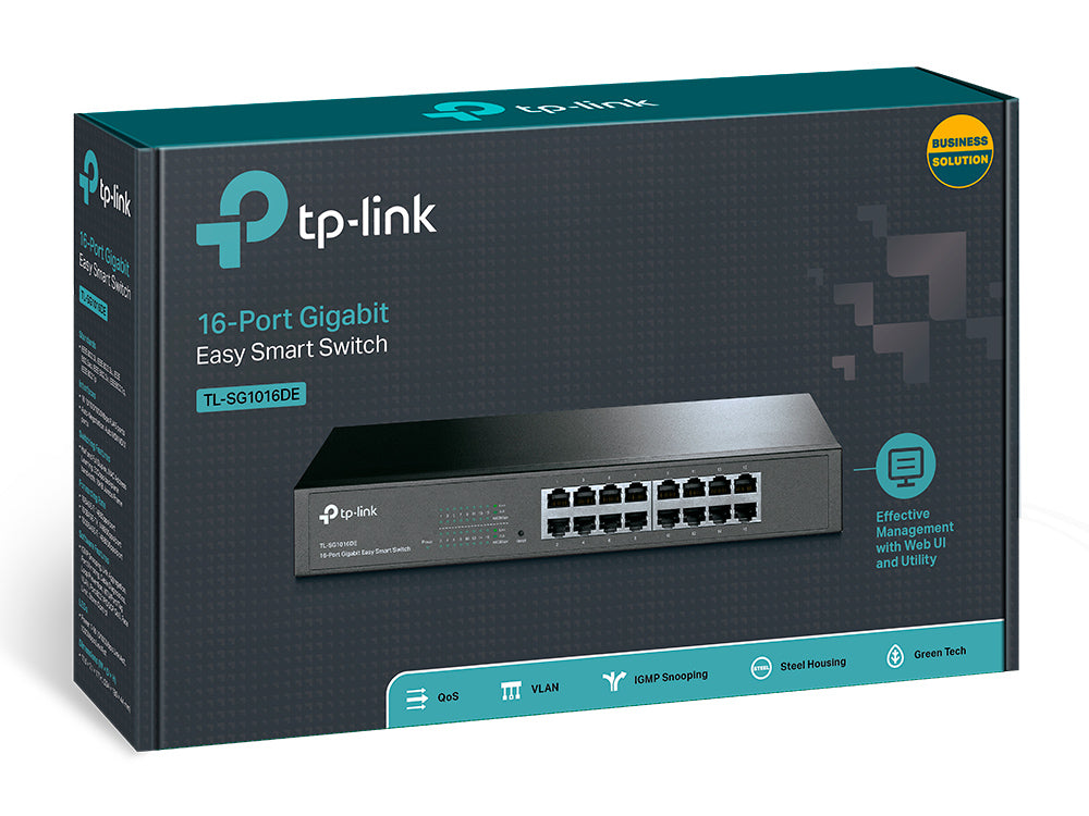 TP-Link TL-SG1016DE 16-Port Gigabit Easy Smart Switch | Energy-Efficient Network Management for SMBs