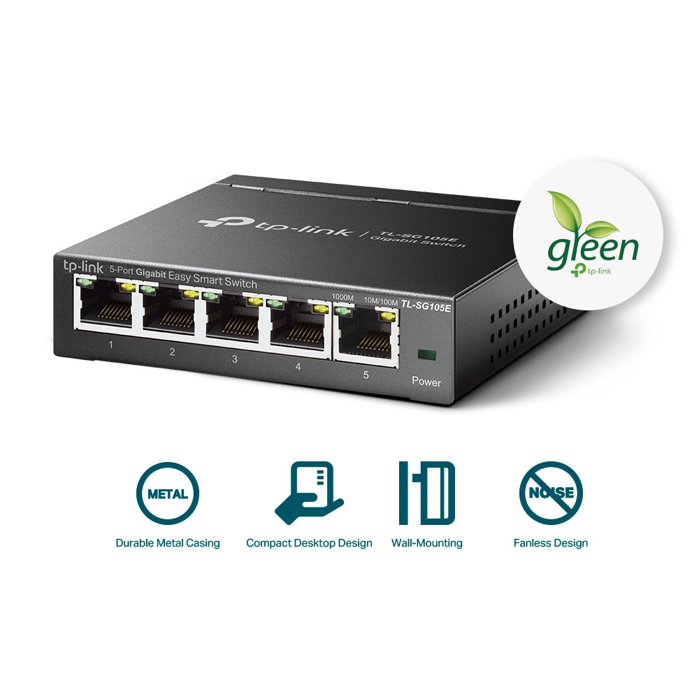 TP-Link TL-SG105E 5-Port Gigabit Easy Smart Switch | Compact Smart Managed Desktop Switch for High-Speed Networking