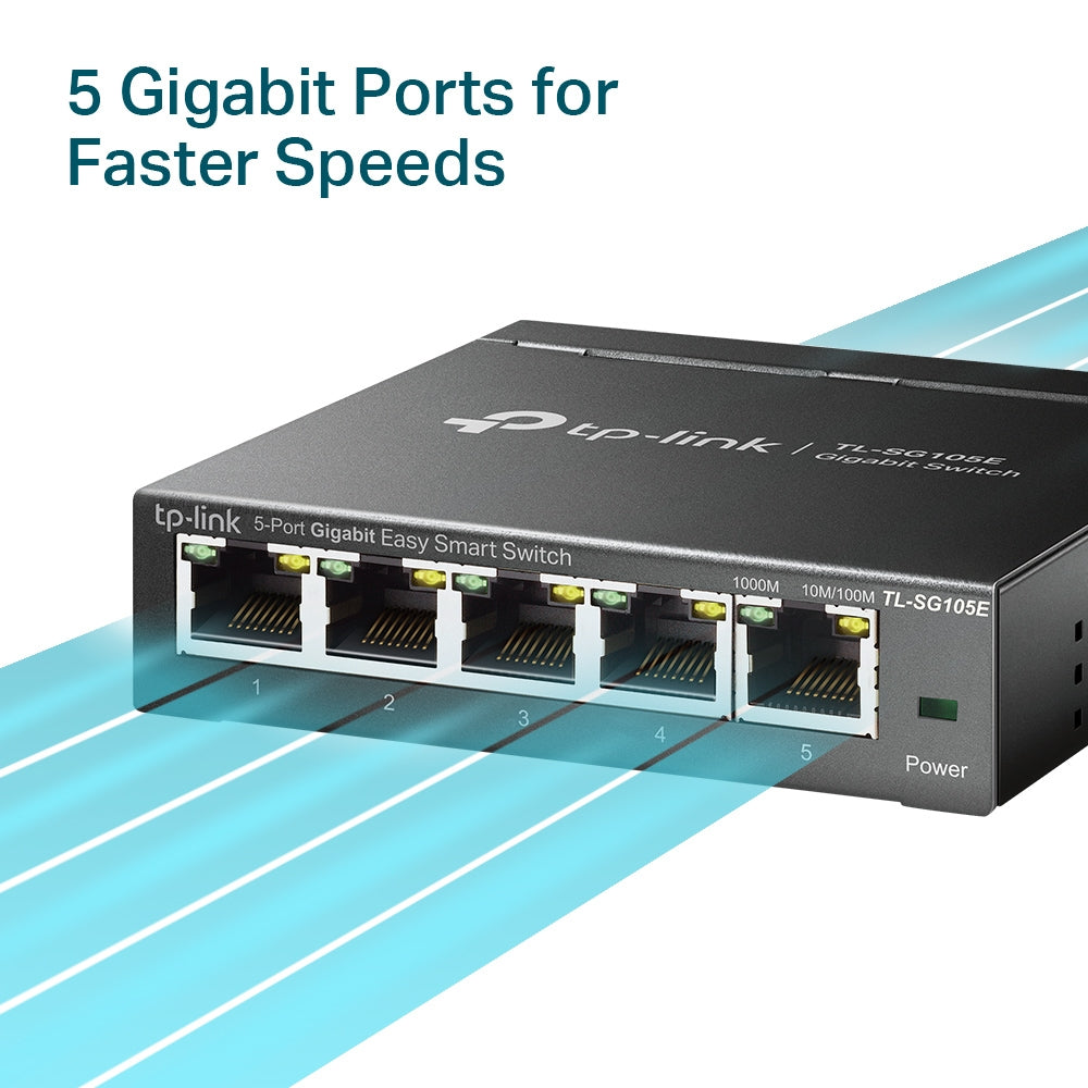 TP-Link TL-SG105E 5-Port Gigabit Easy Smart Switch | Compact Smart Managed Desktop Switch for High-Speed Networking