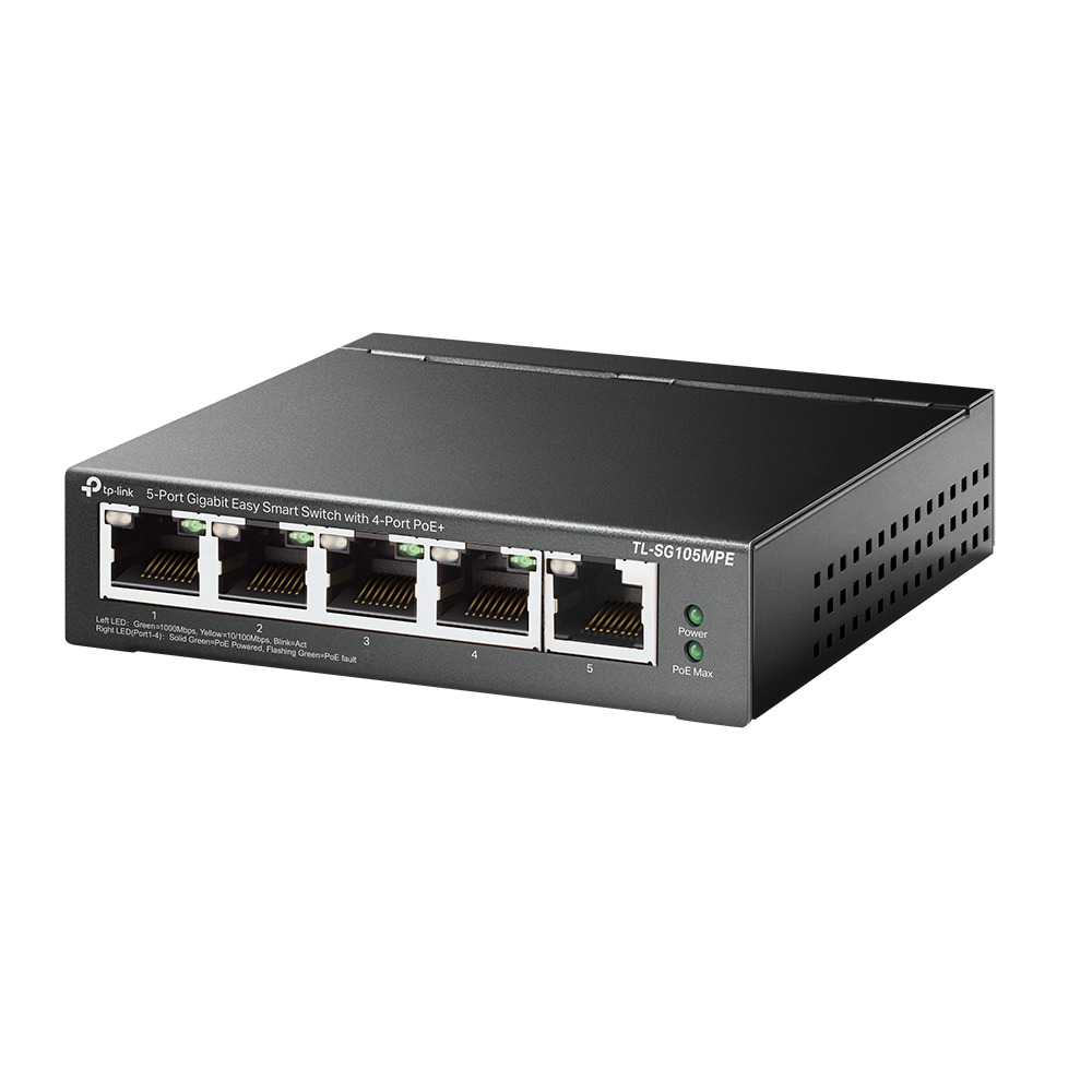 TP-Link TL-SG105MPE 5-Port Gigabit Easy Smart Switch with 4-Port PoE+ | Fanless Design, 120W PoE Budget, VLAN & Web Management