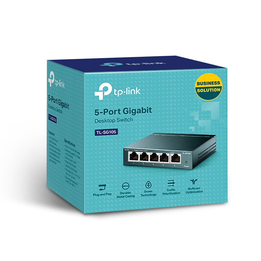 TP-Link TL-SG105 5-Port Gigabit Desktop Network Switch | Metal Casing | Plug & Play | Green Ethernet