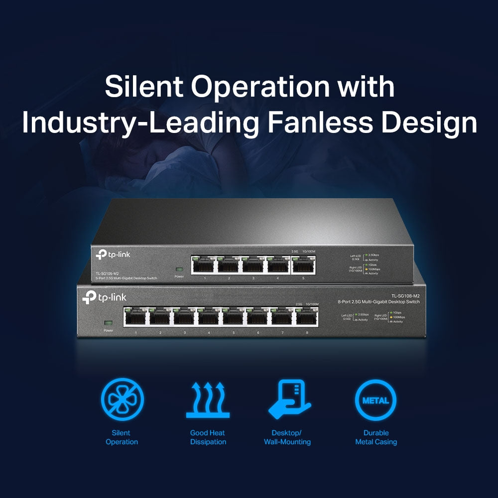 TP-Link TL-SG108-M2 8-Port 2.5G Multi-Gigabit Desktop Switch | High-Speed Multi-Gig Networking for Home & Business