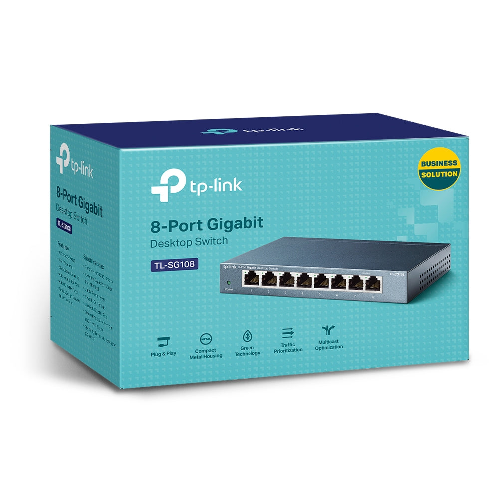 TP-Link TL-SG108 8-Port Gigabit Desktop Switch | Metal Housing | Plug & Play Network Expansion