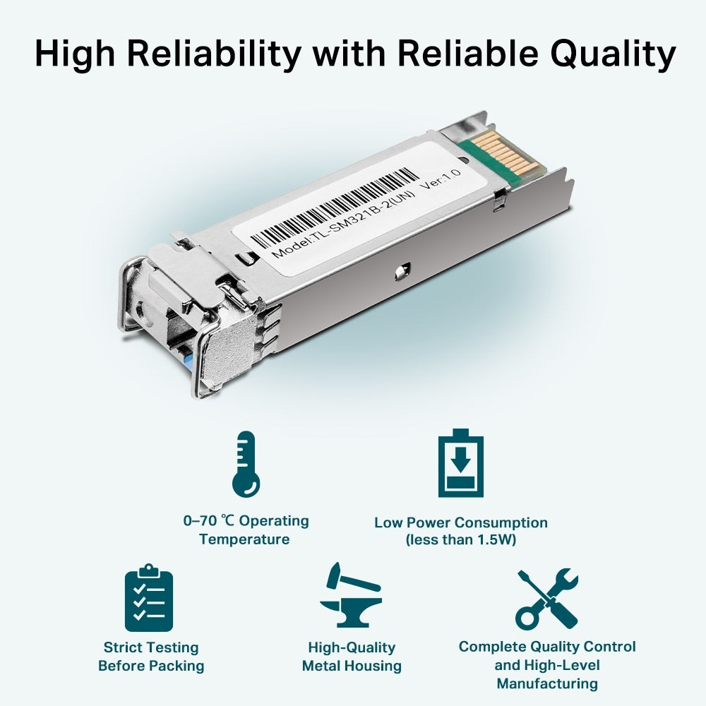 TP-Link TL-SM321B-2 | 1000Base-BX WDM Bi-Directional SFP Module – 2km LC Simplex | DDM | MSA Compliant