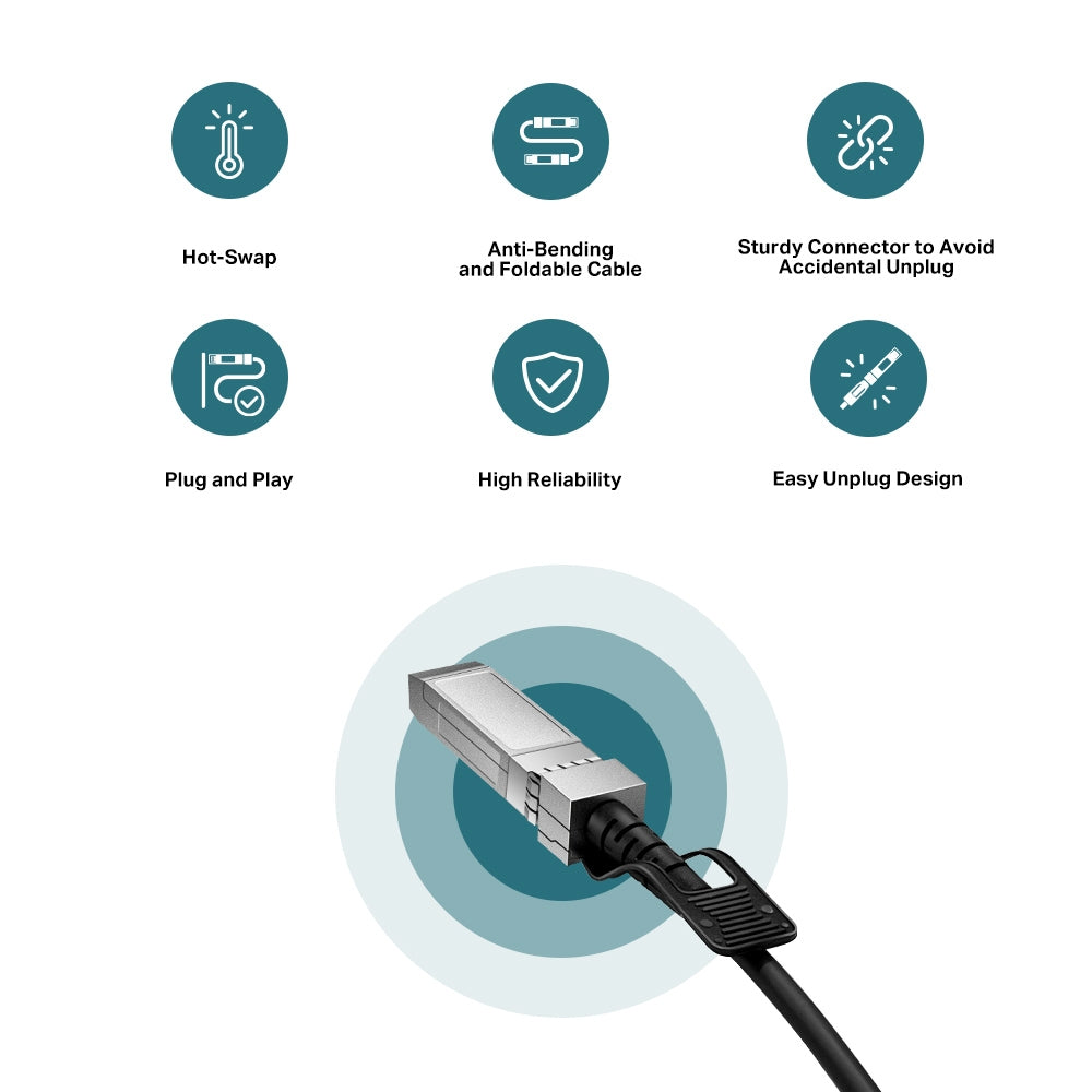 TP-Link TL-SM5220-1M | 1m 10G SFP+ DAC Cable | High-Speed, Low-Latency, Plug-and-Play Copper Twinax