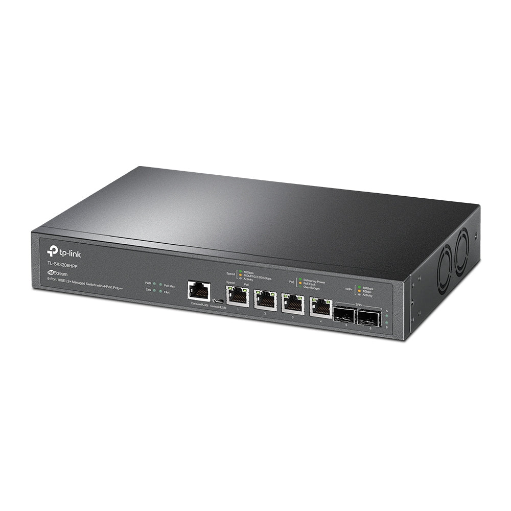 TP-Link TL-SX3206HPP — JetStream 6-Port 10GE L2+ Managed Switch with 4× PoE++ 10G Ports