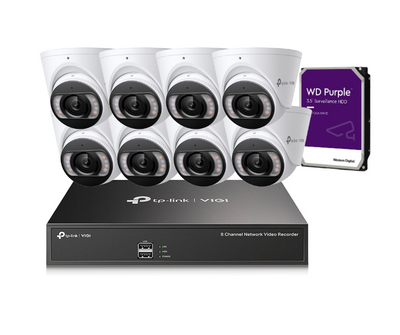 TP-Link 8MP Full-Color CCTV Kit | Up to 8x InSight S485 Cameras + 8-Channel NVR1008H-8P | 4K Ultra HD | PoE+ | H.265+ Compression | Smart Detection | IP67 Waterproof | HDD Included - CCTV Importers