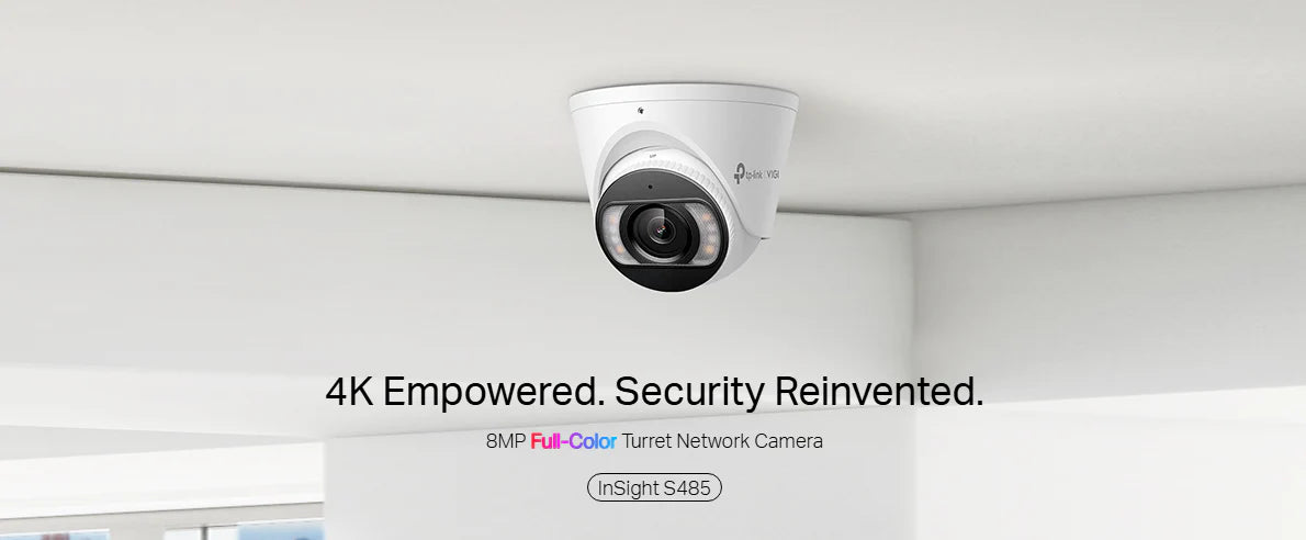 TP-Link VIGI 8MP 4K Full-Colour CCTV Kit – 4x InSight S485 Turret Cameras, NVR1004H-4P 4-Channel PoE+ NVR & 2TB Surveillance HDD