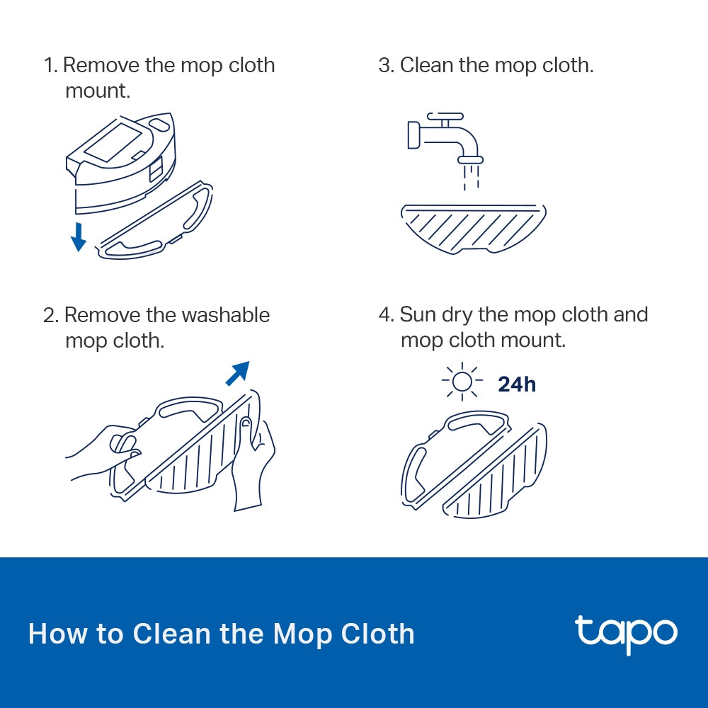 TP-Link Tapo RVA300 Washable Mop Cloth – 3-Pack | Compatible with RV30, RV20, RV10 Series | Reusable & Easy to Install – TAPO-RVA300