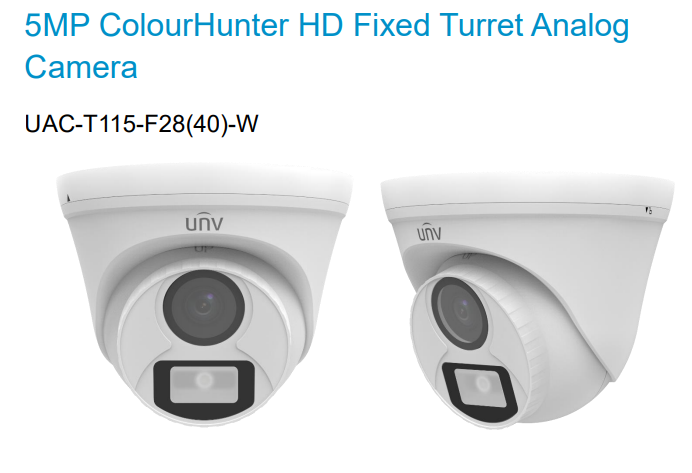 Uniview Dolphin Series 5MP HDCVI CCTV Camera (Model: UAC-T115-F28-W)