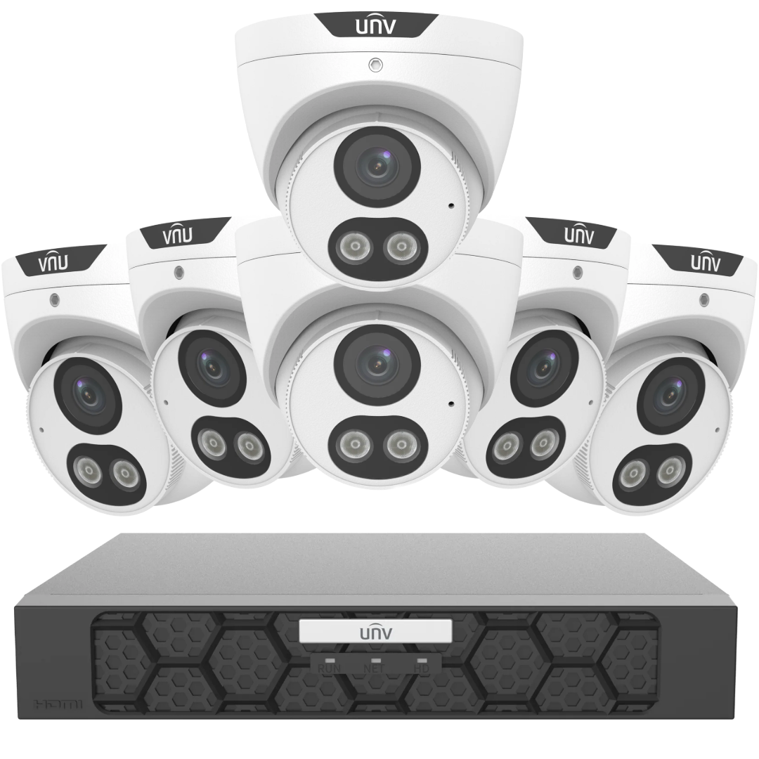 Uniview 6MP Smart Dual Light PoE CCTV Security Camera CCTV Kit – Choose upto 8 Cameras | NVR501-08B-P8-IQ + IPC3616LE-ADF28KM-DL