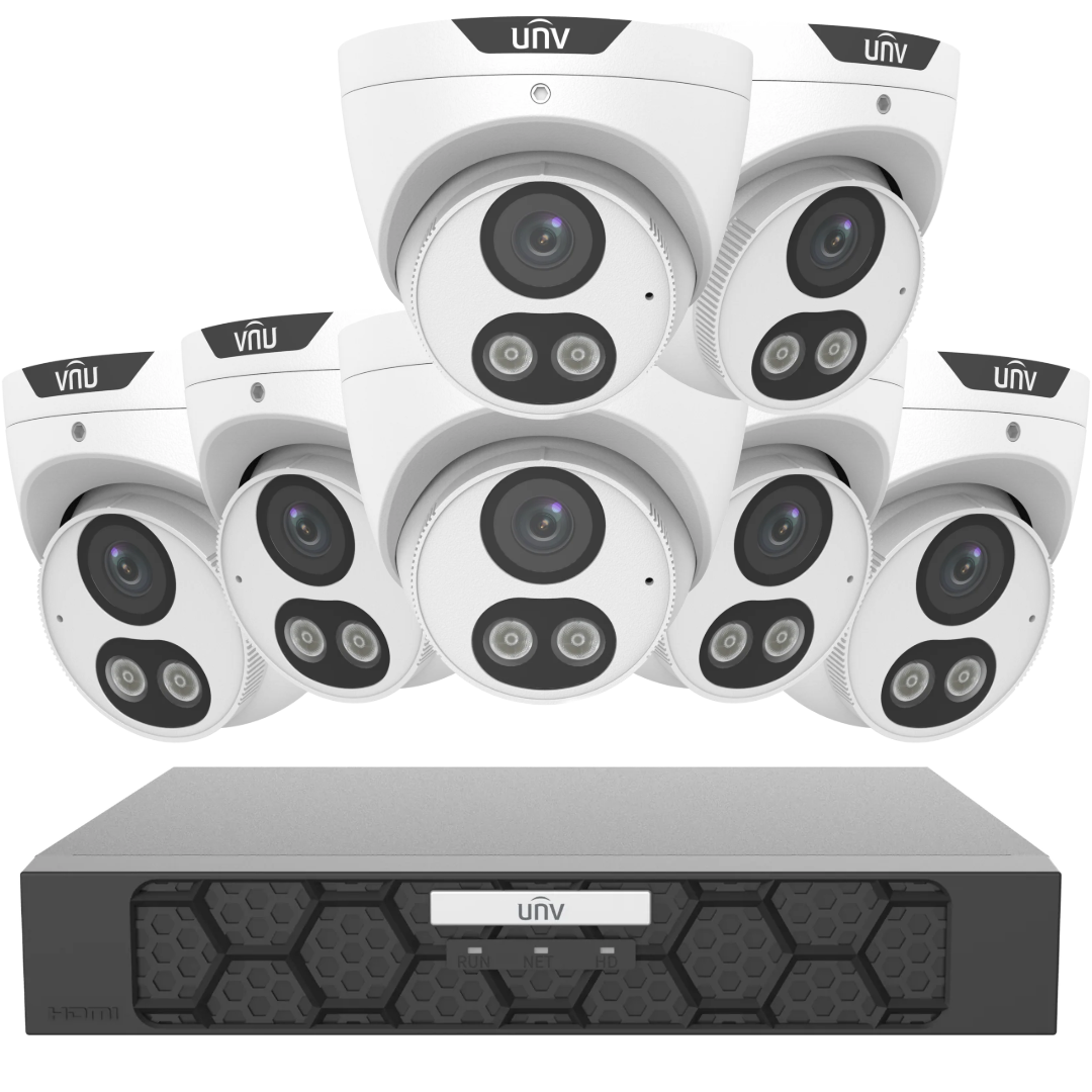 Uniview 6MP Smart Dual Light PoE CCTV Security Camera CCTV Kit – Choose upto 8 Cameras | NVR501-08B-P8-IQ + IPC3616LE-ADF28KM-DL