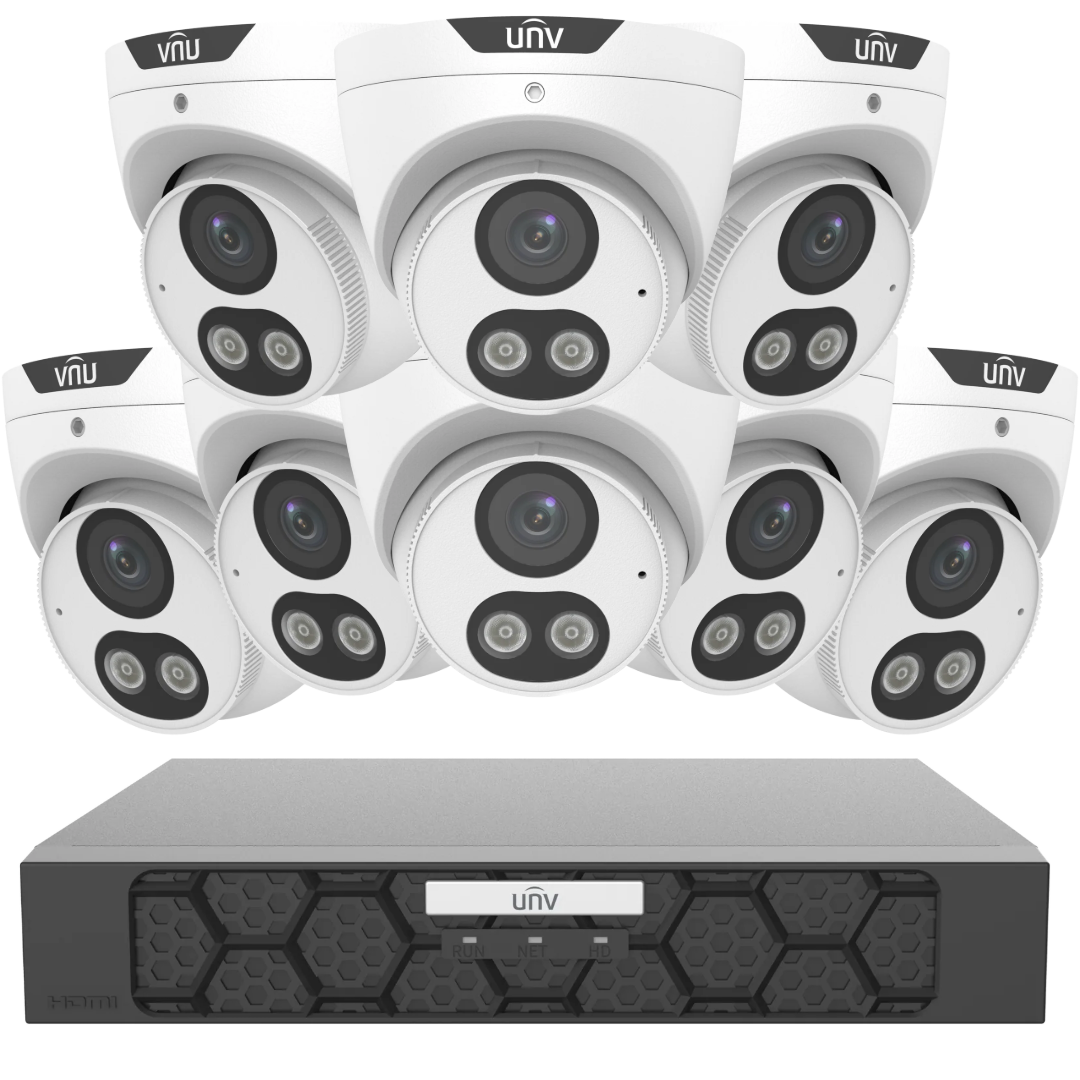 Uniview 6MP Smart Dual Light PoE CCTV Security Camera CCTV Kit – Choose upto 8 Cameras | NVR501-08B-P8-IQ + IPC3616LE-ADF28KM-DL