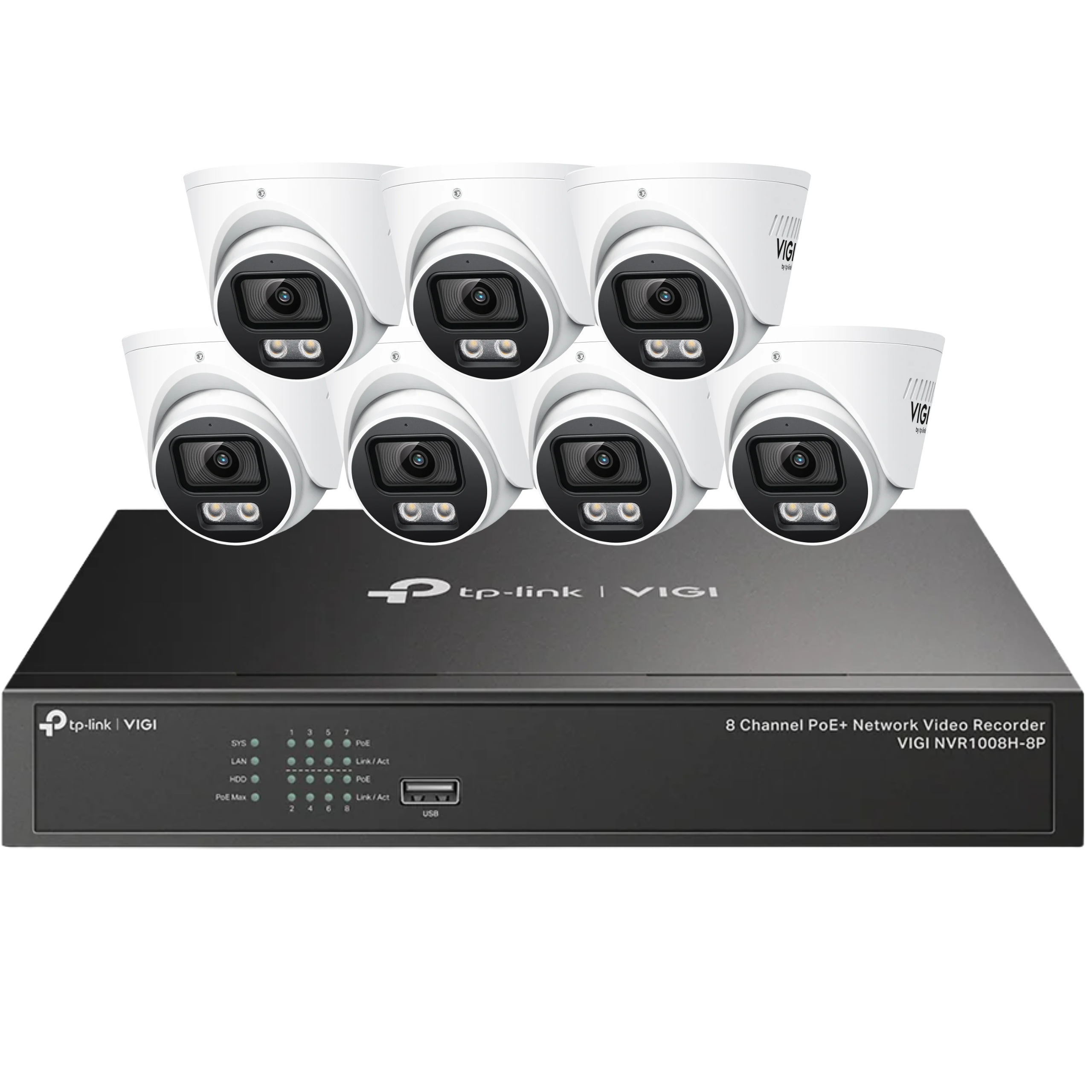 TP-Link VIGI InSight S445S 4MP ColourPro turret camera with 2.8mm lens and VIGI PoE NVR for professional surveillance setup