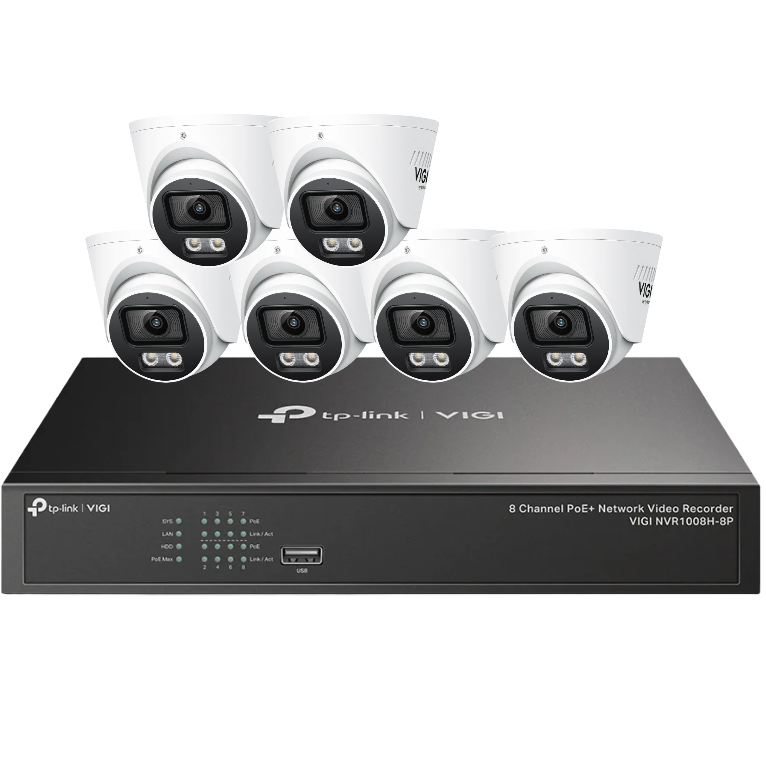 TP-Link VIGI InSight S445S 4MP ColourPro turret camera with 2.8mm lens, part of the VIGI surveillance kit with PoE network video recorder
