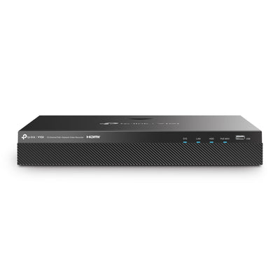 TP-Link VIGI NVR2016H-16MP 16-channel PoE+ network video recorder with multiple ports and display screen