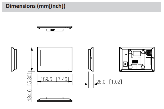 Dahua DHI-VTH2621G-P black 7-inch IP indoor monitor with touchscreen, two-way audio, alarm inputs, and PoE intercom part.