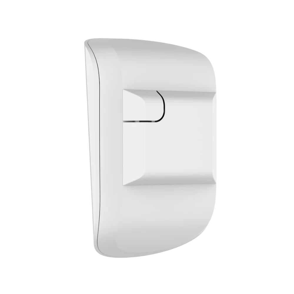 Ajax MotionProtect Jeweller wireless PIR motion detector in white or black for indoor security, with sleek alarm parts design.