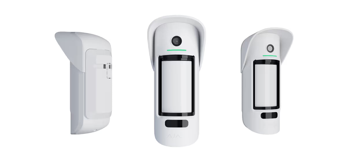 Ajax SmartBracket mounting panel for MotionCam Outdoor alarm sensor, white, secure detector mount for outdoor security.