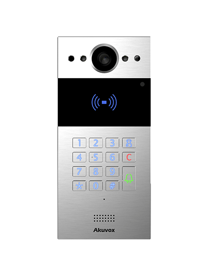 Akuvox R20k-2 2-वायर SIP इंटरकॉम एक बटन के साथ (वीडियो और कार्ड रीडर)