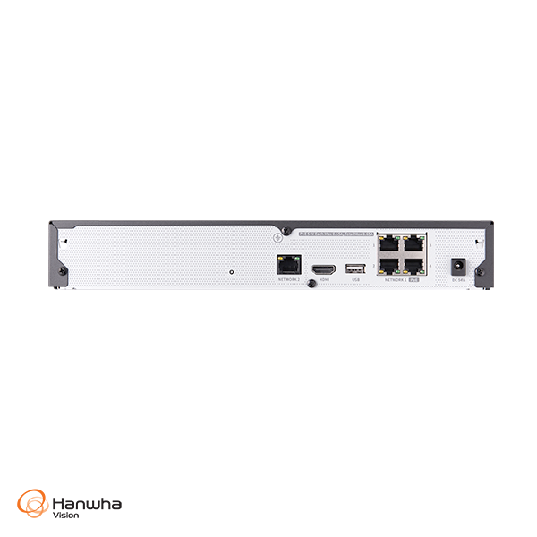 WISENET CT-ARN-410S Hanwha Vision 4CH 8MP H.265 AI NVR with PoE Switch A series