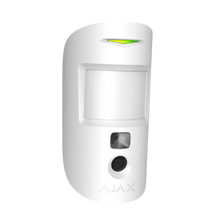 Ajax MotionCam Jeweller wireless PIR motion detector with photo verification, indoor security sensor in white or black.