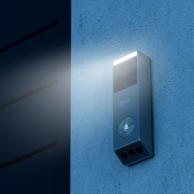 EZVIZ EP3x Pro battery-powered video doorbell with dual-lens security camera, 2K resolution, and smart detection features.