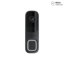 AJAX Wireless Smart Doorbell in white showing sleek design with camera lens and doorbell button for secure home entry alert system