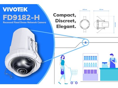 VIVOTEK FD9182-H 5MP Recessed Mount Fixed Dome IP Camera with WDR Pro, SNV, Smart Stream III, Built-in Mic, and PoE Support