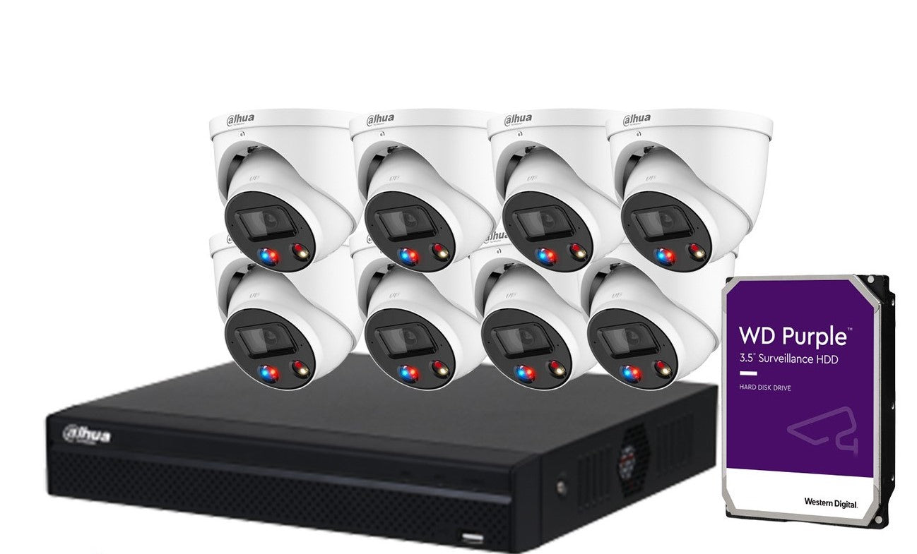 Dahua AI TiOC 8x 6MP CCTV Cameras (White) DH-IPC-HDW3649H-AS-PV-ANZ, 8CH WizSense NVR Kit