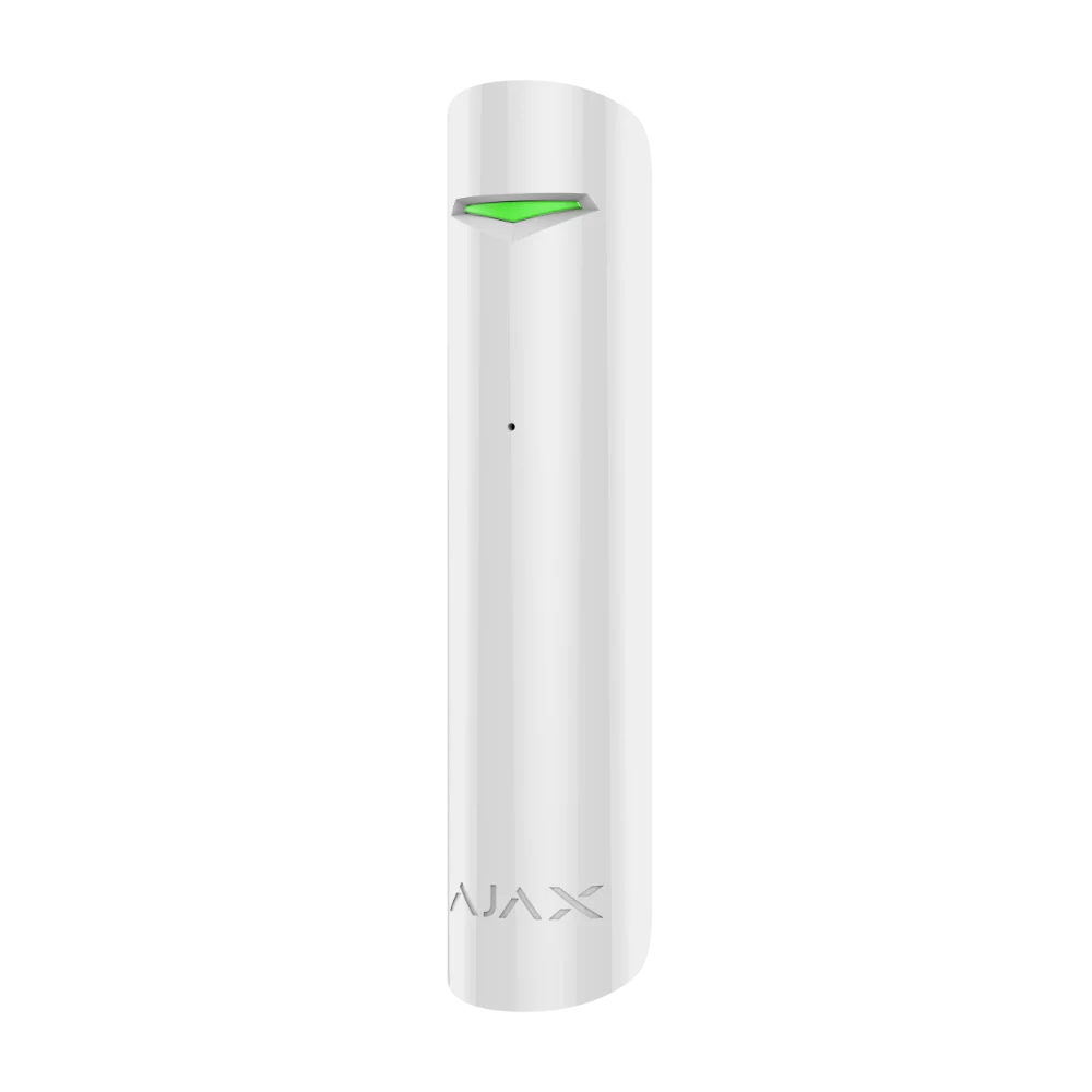 Ajax GlassProtect Jeweller wireless glass break detector in white or black, indoor acoustic sensor for alarm systems
