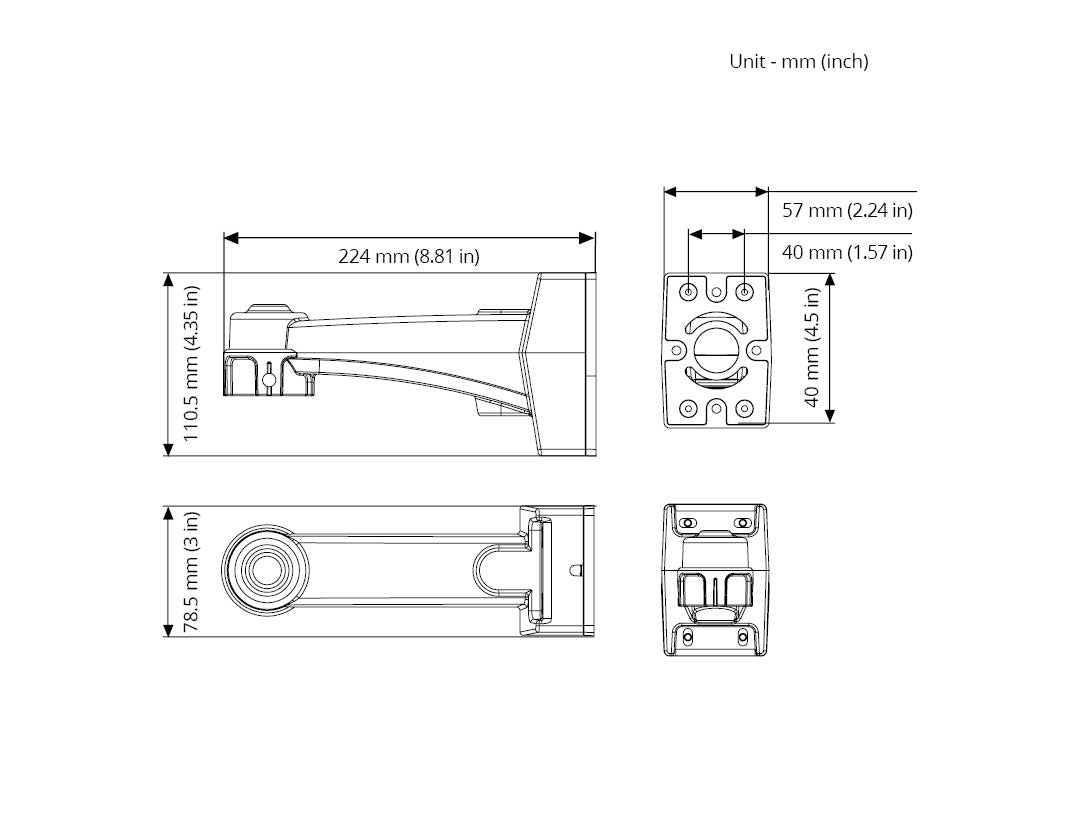 IDIS DA‑WM2050 Wall Mount – Aluminum Wall Bracket for Dome & Adapter Integration