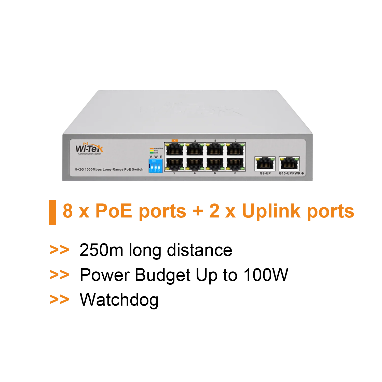 WI-PS210G V3 Wi-Tek Economic 8 Ports PoE Switch