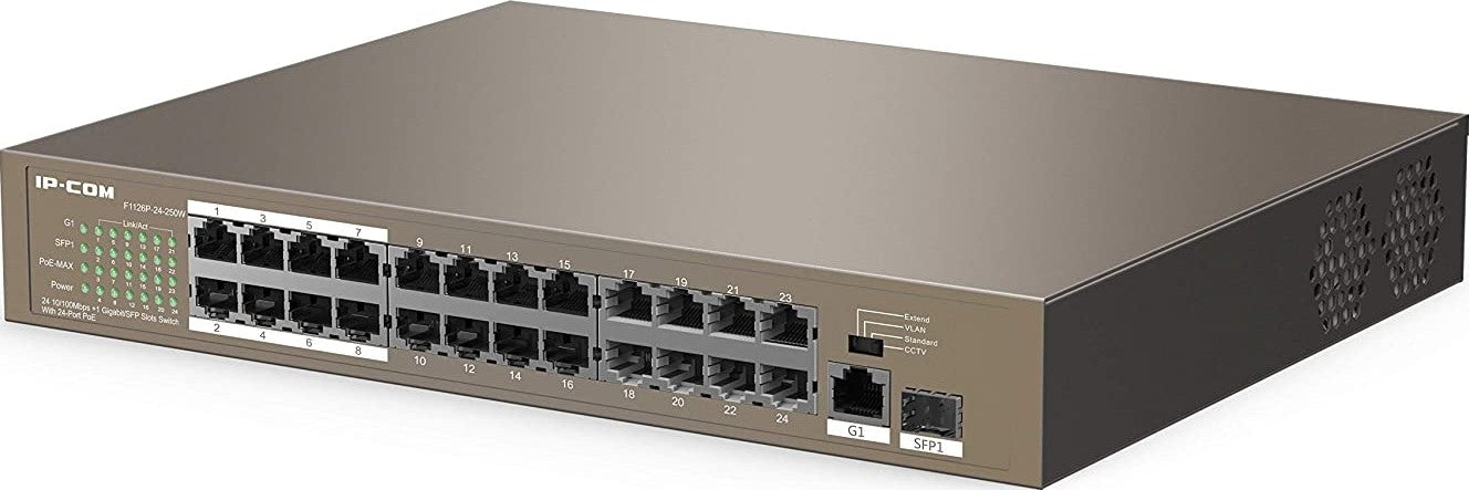 IP-COM F1126P-24-250W 24-Port PoE+ Unmanaged Switch with 230W Power Budget