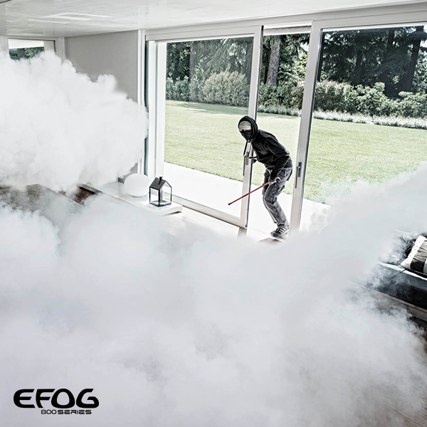 eFOG‑800A Instant Anti‑Intrusion Fog Generator – 100–150 m³ Coverage, 12 V Low Power, Remote & Panic Button Trigger, Sugar-Based Cold Smoke System