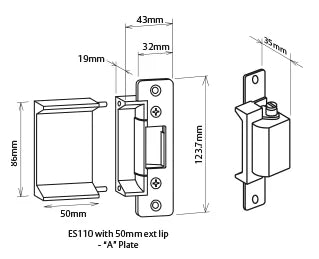 Lockwood ES110-1M E/STRIKE 12/24VDC Fail Safe Non Monitored