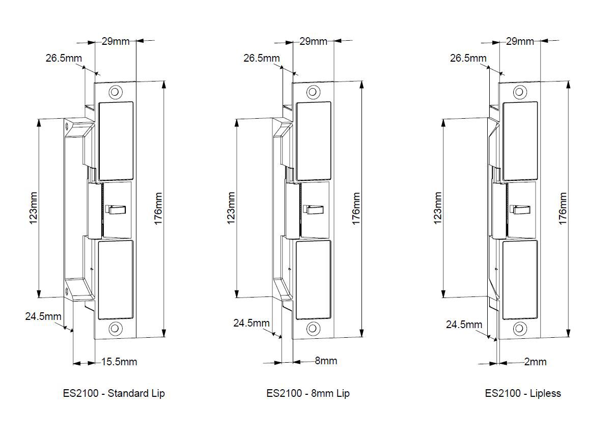 Lockwood ES2100 Electric Strike, 1000kg, Monitored, PTL/PTO, MRS, 10-30V DC (SCEC) - CCTV Importers