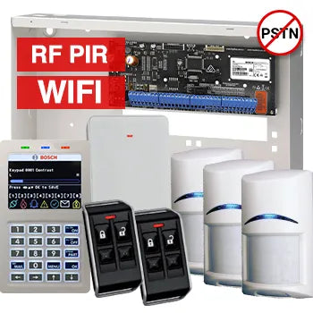 BOSCH Solution 6000 Wireless Alarm Kit – CC615PB IP Panel + CP737B WiFi Prox LCD Keypad + 3x RFPR-12 Wireless PIRs + RFRC-STR2 Receiver + 2x RFKF-FB Remotes + Siren Kit – K6000-IPW-3WPIR