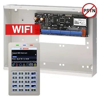 BOSCH Solution 6000 Alarm Kit – CC615PB IP Panel + CP737B WiFi Prox LCD Keypad + Metal Cabinet + Siren Kit – K6000-IPW-ND