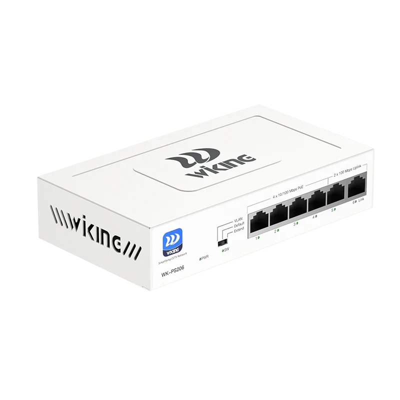 Dahua black IP video intercom kit with 7-inch touchscreen monitor, 2MP door station, and Wi-Tek 4-port PoE switch.