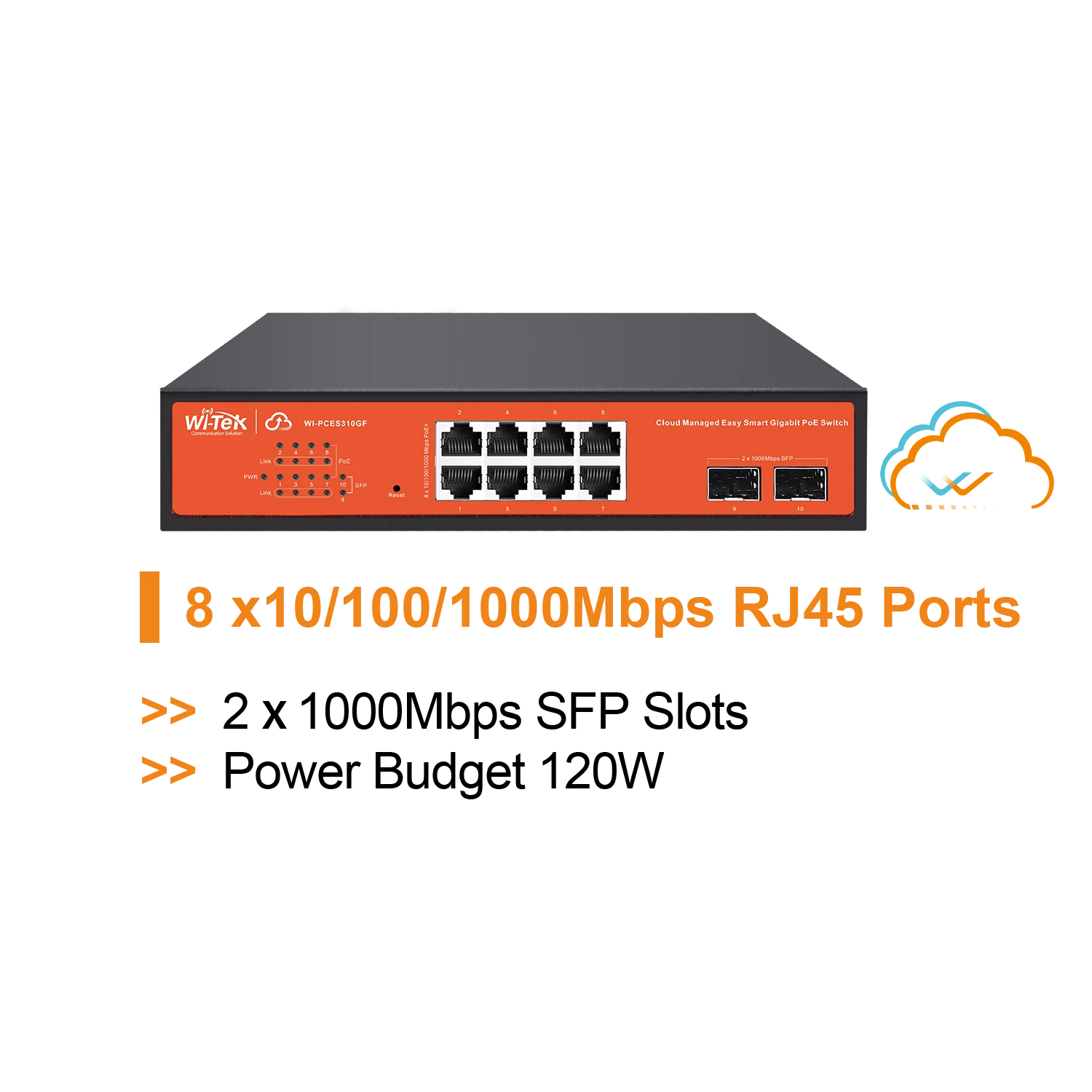 WI-TEK cloud easy smart 8 ports poe switch (WI-PCES310GF)