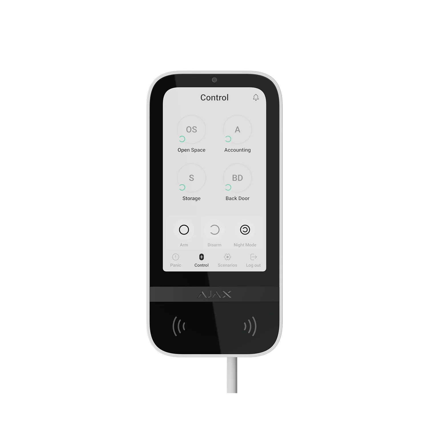 AJAX#81718 Ajax Superior KeyPad TouchScreen Fibra Wired Touchscreen Keypad with Contactless Access – White / Black