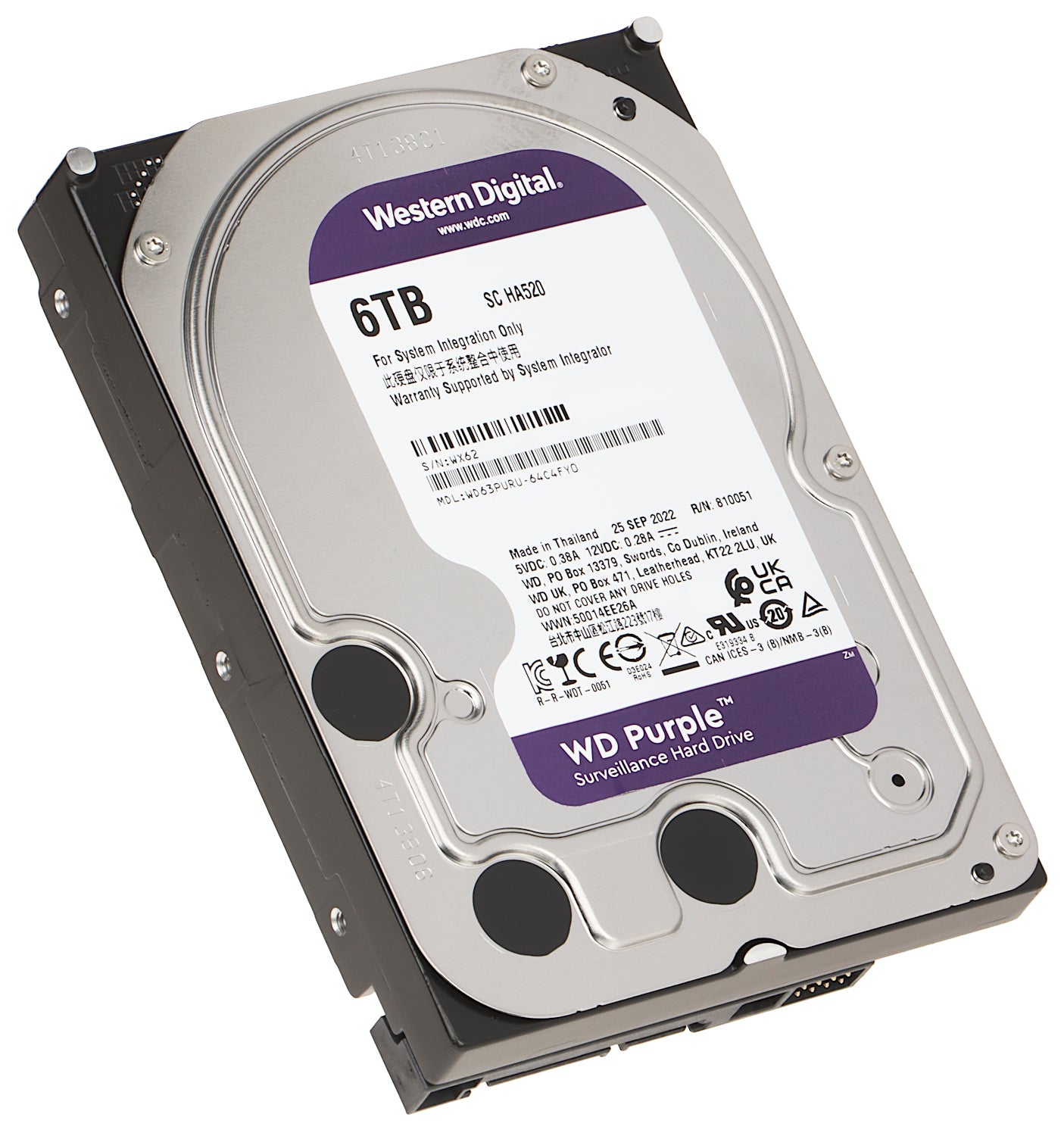 WD63PURU‑IDIS 6TB 3.5″ Surveillance HDD for IDIS Recorder – WD Purple