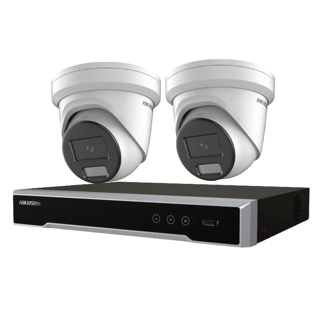 Hikvision upto x4 6MP Darkfighter AcuSense Turret Security Camera Kit + 4‑Channel PoE NVR Kit with Optional HDD | DS‑2CD2366G2H‑I(U) + DS‑7604NI‑M1/4P